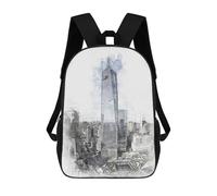 sinyumoney 2Backpacks One World Trade Center Kids School Backpack School Bag 3D Printed School Bags for Boys Elementary And Middle School Students 17inch