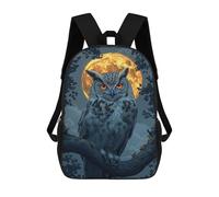 sinyumoney 2Backpacks Owl Under Full Moon Kids School Backpack School Bag 3D Printed School Bags for Boys Elementary And Middle School Students 17inch