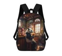 sinyumoney 2Backpacks Panda Drinking Alcohol Pub Kids School Backpack School Bag 3D Printed School Bags for Boys Elementary And Middle School Students 17inch
