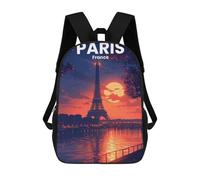 sinyumoney 2Backpacks Paris Kids School Backpack School Bag 3D Printed School Bags for Boys Elementary And Middle School Students 17inch