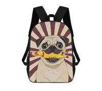 sinyumoney 2Backpacks Pug with Rubber Chicken Art Kids School Backpack School Bag 3D Printed School Bags for Boys Elementary And Middle School Students 17inch