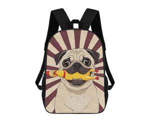sinyumoney 2Backpacks Pug with Rubber Chicken Art Kids School Backpack School Bag 3D Printed School Bags for Boys Elementary And Middle School Students 17inch