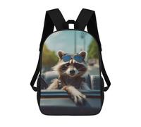 sinyumoney 2Backpacks Raccon Holiday Kids School Backpack School Bag 3D Printed School Bags for Boys Elementary And Middle School Students 17inch