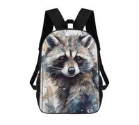 sinyumoney 2Backpacks Raccoon Watercolor Kids School Backpack School Bag 3D Printed School Bags for Boys Elementary And Middle School Students 17inch