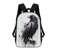sinyumoney 2Backpacks Raven Watercolor Kids School Backpack School Bag 3D Printed School Bags for Boys Elementary And Middle School Students 17inch
