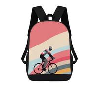 sinyumoney 2Backpacks Retro Minimalist Cyclist Kids School Backpack School Bag 3D Printed School Bags for Boys Elementary And Middle School Students 17inch