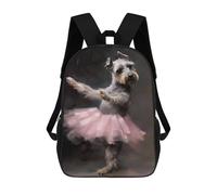 sinyumoney 2Backpacks Schnauzer Ballerina Kids School Backpack School Bag 3D Printed School Bags for Boys Elementary And Middle School Students 17inch