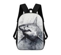 sinyumoney 2Backpacks Shark Inked Marine Hunter Kids School Backpack School Bag 3D Printed School Bags for Boys Elementary And Middle School Students 17inch