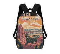 sinyumoney 2Backpacks South Dakota Landscape Kids School Backpack School Bag 3D Printed School Bags for Boys Elementary And Middle School Students 17inch