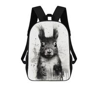 sinyumoney 2Backpacks Squirrel Beauty Black Ink Kids School Backpack School Bag 3D Printed School Bags for Boys Elementary And Middle School Students 17inch
