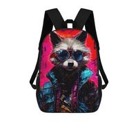 sinyumoney 2Backpacks Style Raccoon Kids School Backpack School Bag 3D Printed School Bags for Boys Elementary And Middle School Students 17inch