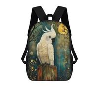 sinyumoney 2Backpacks Sulphur Crested Cockatoo Kids School Backpack School Bag 3D Printed School Bags for Boys Elementary And Middle School Students 17inch