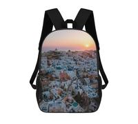 sinyumoney 2Backpacks Sunrise over Oia Santorini Kids School Backpack School Bag 3D Printed School Bags for Boys Elementary And Middle School Students 17inch