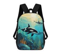 sinyumoney 2Backpacks The Flock of Orca Kids School Backpack School Bag 3D Printed School Bags for Boys Elementary And Middle School Students 17inch