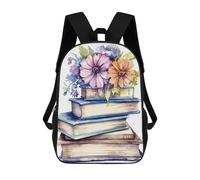 sinyumoney 2Backpacks Watercolor Books Kids School Backpack School Bag 3D Printed School Bags for Boys Elementary And Middle School Students 17inch