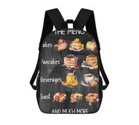 sinyumoney 2Backpacks Watercolor Breakfast Menu Kids School Backpack School Bag 3D Printed School Bags for Boys Elementary And Middle School Students 17inch