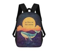sinyumoney 2Backpacks Whale And Sunset Kids School Backpack School Bag 3D Printed School Bags for Boys Elementary And Middle School Students 17inch
