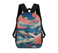 sinyumoney 2Backpacks Whale in Style Landscape Kids School Backpack School Bag 3D Printed School Bags for Boys Elementary And Middle School Students 17inch