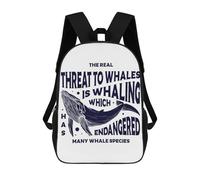 sinyumoney 2Backpacks Whale Kids School Backpack School Bag 3D Printed School Bags for Boys Elementary And Middle School Students 17inch