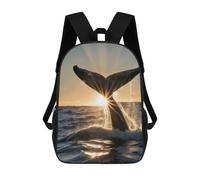 sinyumoney 2Backpacks Whale Tail Kids School Backpack School Bag 3D Printed School Bags for Boys Elementary And Middle School Students 17inch