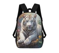 sinyumoney 2Backpacks White Tiger with Blue Eyes Kids School Backpack School Bag 3D Printed School Bags for Boys Elementary And Middle School Students 17inch