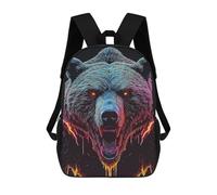 sinyumoney 2Backpacks Wild Bear Kids School Backpack School Bag 3D Printed School Bags for Boys Elementary And Middle School Students 17inch