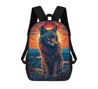 sinyumoney 2Backpacks Wolf 4 Kids School Backpack School Bag 3D Printed School Bags for Boys Elementary And Middle School Students 17inch