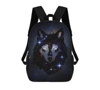 sinyumoney 2Backpacks Wolf Constellation Kids School Backpack School Bag 3D Printed School Bags for Boys Elementary And Middle School Students 17inch