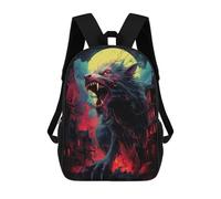 sinyumoney 2Backpacks Wolf of Saint Luna Kids School Backpack School Bag 3D Printed School Bags for Boys Elementary And Middle School Students 17inch