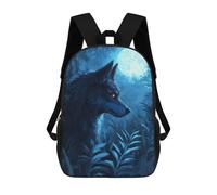 sinyumoney 2Backpacks Wolf Under Moonlight Kids School Backpack School Bag 3D Printed School Bags for Boys Elementary And Middle School Students 17inch