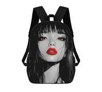 sinyumoney 2Backpacks Woman with Red Lips Kids School Backpack School Bag 3D Printed School Bags for Boys Elementary And Middle School Students 17inch