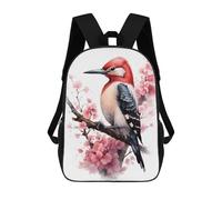 sinyumoney 2Backpacks Woodpecker Watercolor Kids School Backpack School Bag 3D Printed School Bags for Boys Elementary And Middle School Students 17inch