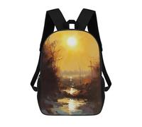 sinyumoney 2Backpacks Yellow Sky Kids School Backpack School Bag 3D Printed School Bags for Boys Elementary And Middle School Students 17inch