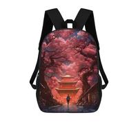 sinyumoney 3D A Walk Among Cherry Trees School Backpack Student Casual Backpack For Kid's Children's Daypack Bookbag Hiking Sports Outdoor Work Travel Laptop Bag 17inch