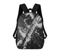 sinyumoney 3D Abstract Musical Instrument Black And White Art Kid's Backpack Waterproof 17inch School Bag Cute Rucksacks Fashion Casual Schoolbag for Kids for Girl Boy School