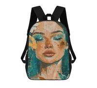 sinyumoney 3D Abstract Woman Portrait Painting Print Children Backpack for School Students Backpacks Schoolbag Shoulder Book Bags 17inch