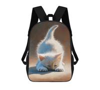 sinyumoney 3D Adorable Kitten Stretching Kid's Backpack Waterproof 17inch School Bag Cute Rucksacks Fashion Casual Schoolbag for Kids for Girl Boy School