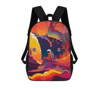 sinyumoney 3D Alien Astronaut in A Surreal Landscape Kid's Backpack Waterproof School Bag Bookbag Cute Rucksacks Fashion Casual Schoolbag for Kids for Girl Boy School 17inch