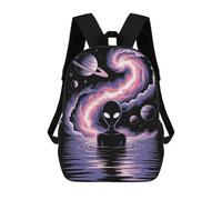 sinyumoney 3D Alien in Water with Space Background Kid's Backpack Waterproof 17inch School Bag Cute Rucksacks Fashion Casual Schoolbag for Kids for Girl Boy School