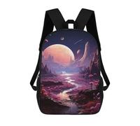 sinyumoney 3D Alien Landscape with Pink Trees Kid's Backpack Waterproof 17inch School Bag Cute Rucksacks Fashion Casual Schoolbag for Kids for Girl Boy School