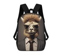 sinyumoney 3D Alpaca Funny Animal Printing Daypacks Kids Casual Backpack Knapsack High Capacity Rucksack Travel Laptop Book Bag 17inch