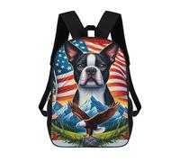 sinyumoney 3D American Spirit Patriotic Artwork with Eagle And Flags Kid's Backpack Waterproof School Bag Bookbag Cute Rucksacks Fashion Casual Schoolbag for Kids for Girl Boy School 17inch