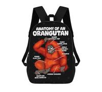 sinyumoney 3D Anatomy Orangutan School Backpack Student Casual Backpack For Kid's Children's Daypack Bookbag Hiking Sports Outdoor Work Travel Laptop Bag 17inch