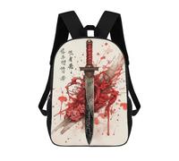 sinyumoney 3D Ancient Japanese Katana School Backpack Student Casual Backpack For Kid's Children's Daypack Bookbag Hiking Sports Outdoor Work Travel Laptop Bag 17inch