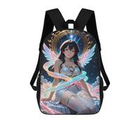 sinyumoney 3D Anime Angel with Rainbow Ribbons 17 Inch School Backpack Student Casual Backpack For Kid's Children's Daypack Bookbag Hiking Sports Outdoor Work Travel Laptop Bag