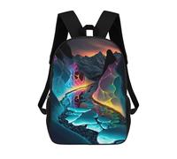 sinyumoney 3D Antarctic Glacier River Kid's Backpack Waterproof 17inch School Bag Cute Rucksacks Fashion Casual Schoolbag for Kids for Girl Boy School