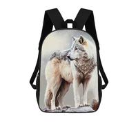 sinyumoney 3D Arctic Gray Wolf Printing Daypacks Kids Casual Backpack Knapsack High Capacity Rucksack Travel Laptop Book Bag 17inch