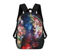 sinyumoney 3D Astral Essence Cosmic Portrait Kid's Backpack Waterproof School Bag Bookbag Cute Rucksacks Fashion Casual Schoolbag for Kids for Girl Boy School 17inch