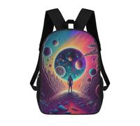 sinyumoney 3D Astronaut Gazing at Planets -2 School Backpack for Kids Adult,Animal Schoolbags Large Bookbags Casual Daypack with Side Mesh Pocket 17inch