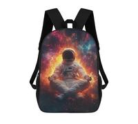 sinyumoney 3D Astronaut in Lotus Pose Kid's Backpack Waterproof 17inch School Bag Cute Rucksacks Fashion Casual Schoolbag for Kids for Girl Boy School